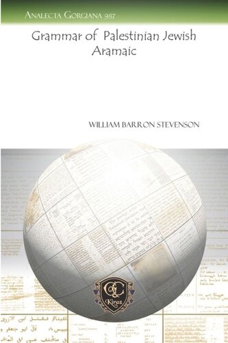 Grammar Of Palestinian Jewish Aramaic William Barron Stevenson
