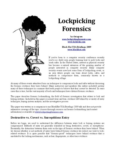 Lockpicking Forensics Datagram