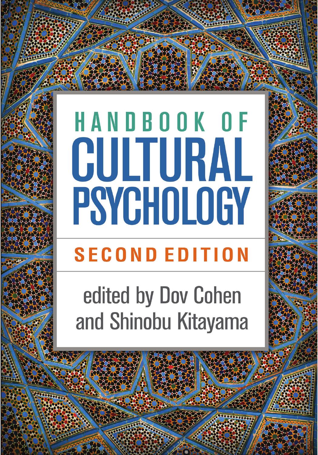 Handbook Of Cultural Psychology Second Edition Dov Cohen Shinobu Kitayama