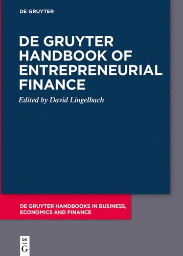De Gruyter Handbook Of Entrepreneurial Finance David Lingelbach