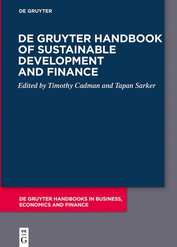 De Gruyter Handbook Of Sustainable Development And Finance Timothy Cadman