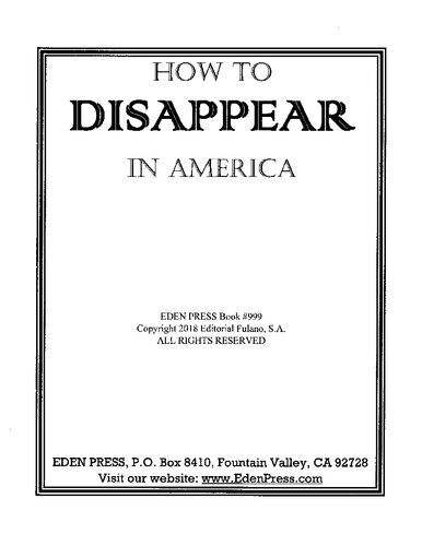 How To Disappear In America Barry Reid