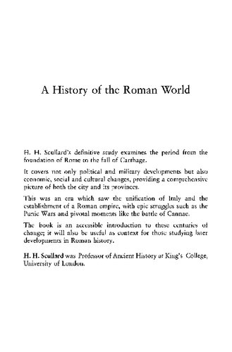 A History Of The Roman World 753146 Bc 1st Edition H H Scullard