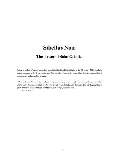 Sibellus Noir The Tower Of Saint Orithiel Principia Infecta