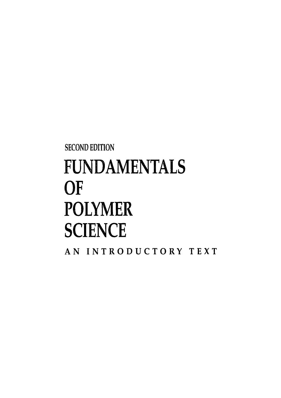Fundamentals Of Polymer Science An Introductory Text P C Painter
