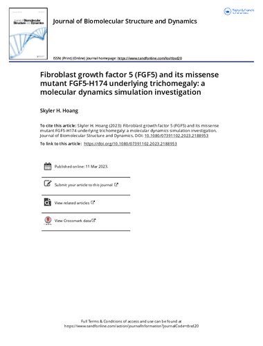 Fibroblast Growth Factor 5 Fgf5 And Its Missense Mutant Fgf5 H174 Underlying Trichomegaly A Molecular Dynamics Simulation Investigation 1st Edition Skyler H Hoang