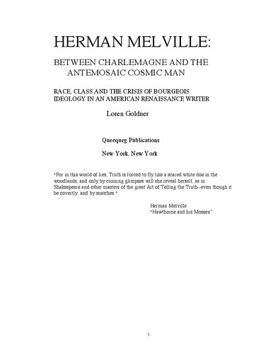 Herman Melville Between Charlemagne And The Antemosaic Cosmic Man Loren Gardner