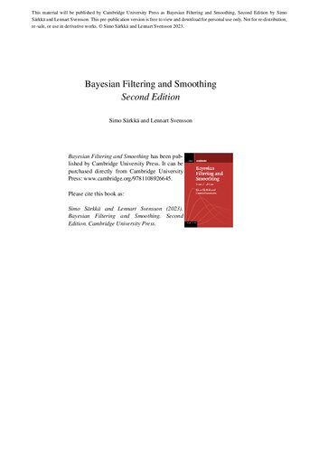 Bayesian Filtering And Smoothing Second Edition Simo Srkk Lennart Svensson