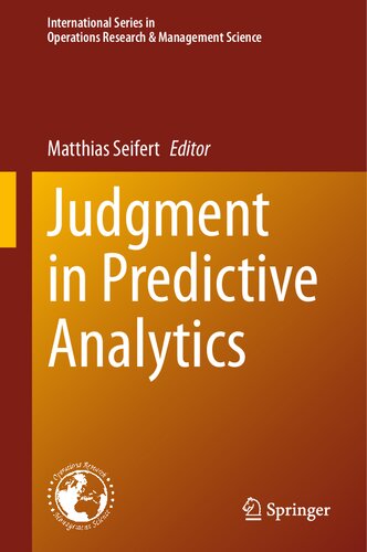 Judgment In Predictive Analytics Matthias Seifert Ed