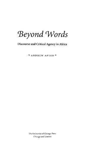 Beyond Words Discourse And Critical Agency In Africa Andrew Apter