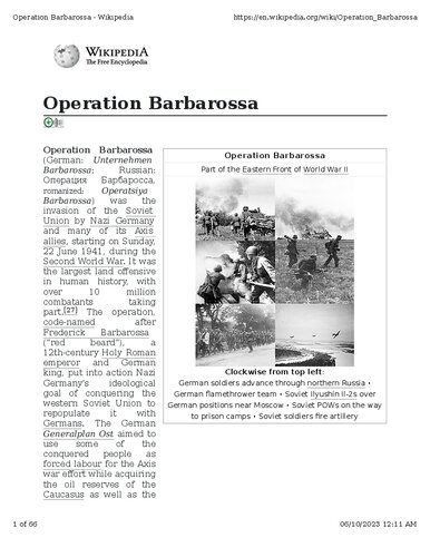 Operation Barbarossa 2023th Edition En Wiki