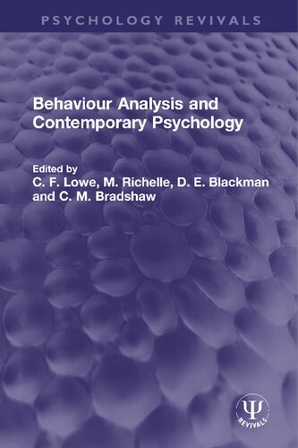 Behaviour Analysis And Contemporary Psychology C F Lowe M Richelle