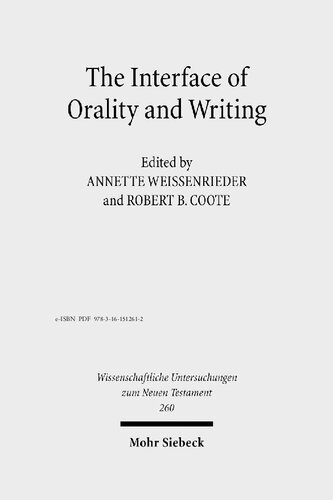 The Interface Of Orality And Writing Speaking Seeing Writing In The Shaping Of New Genres Robert B Coote