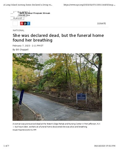 She Was Declared Dead 2023th Edition Npr Org