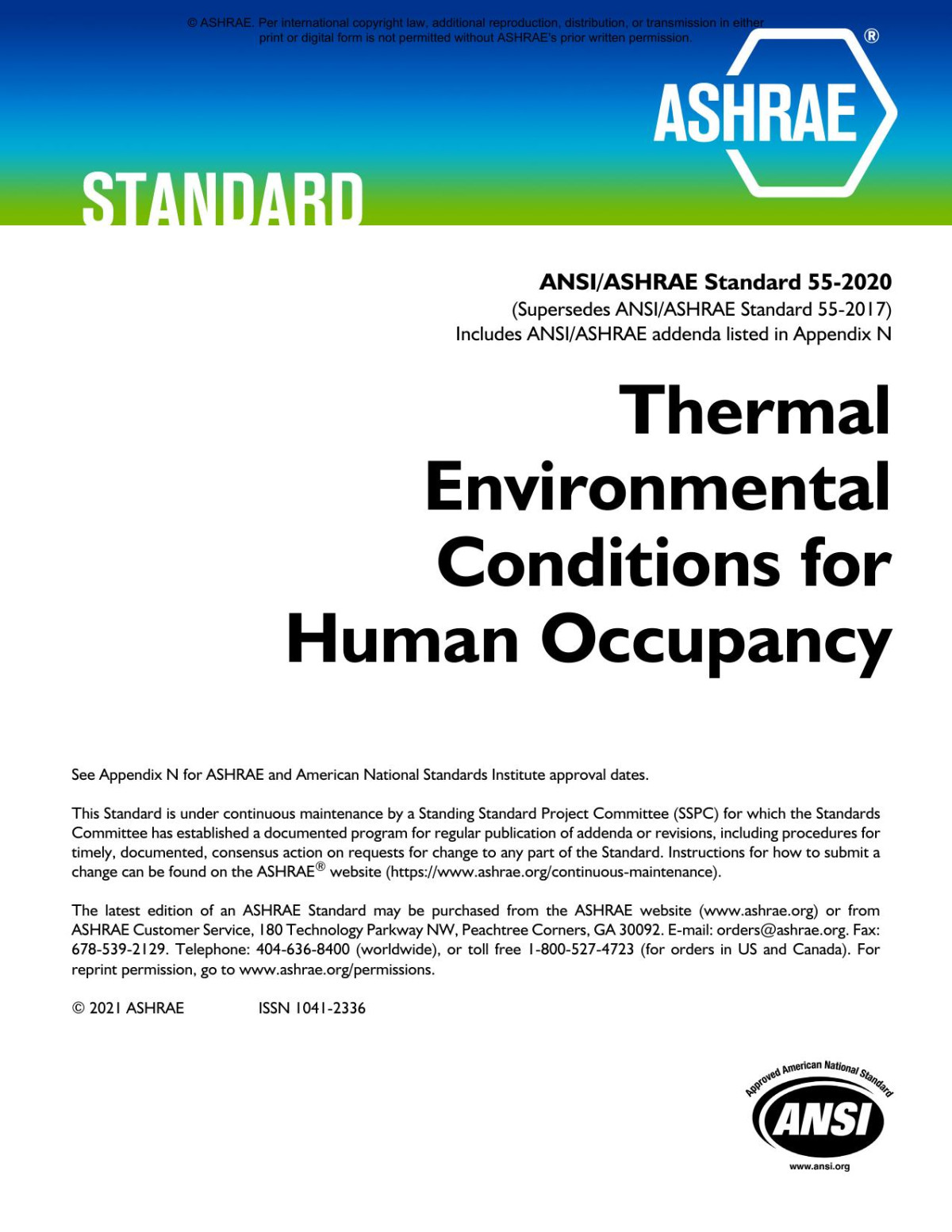 Ansi Ashrae Standard 552020 Ashrae Special Publications