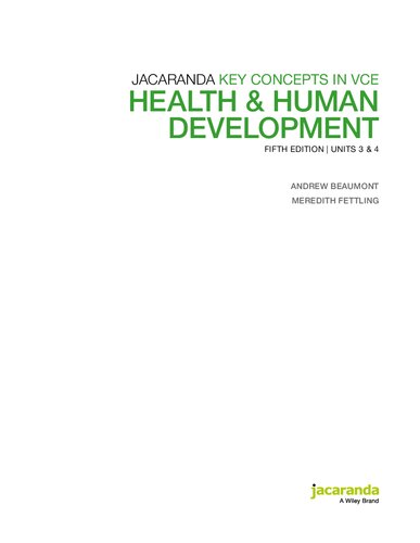 Key Concepts In Vce Health Human Development Units 3 4 5th Edition Andrew Beaumont