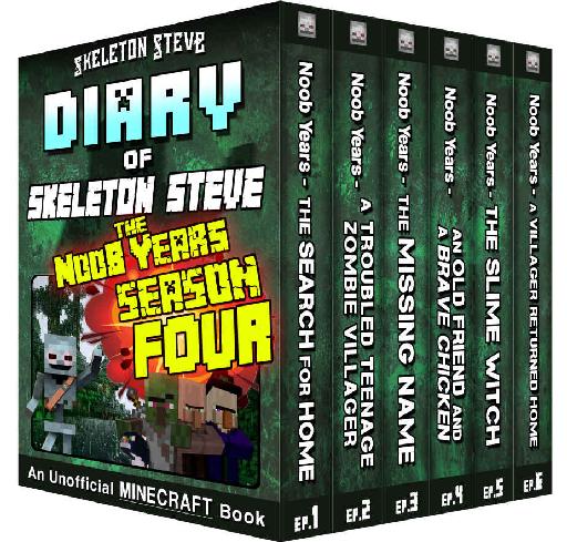 Minecraft Diary Of Skeleton Steve The Noob Years Full Season Four 4 Unofficial Minecraft Books For Kids Teens Nerds Adventure Fan Fiction Diary Mobs Series Diaries Bundle Box Sets 16 Skeleton Steve