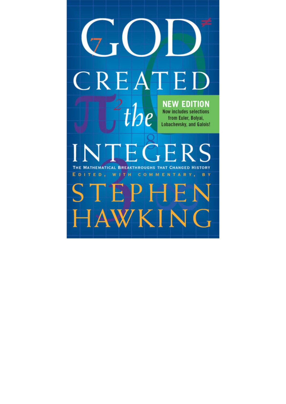 God Created The Integers Stephen Hawking