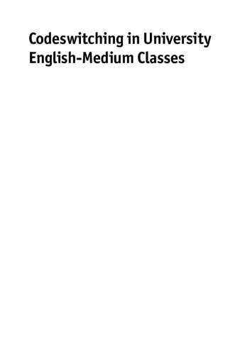 Codeswitching In University Englishmedium Classes Asian Perspectives Ebook Roger Barnard James Mclellan