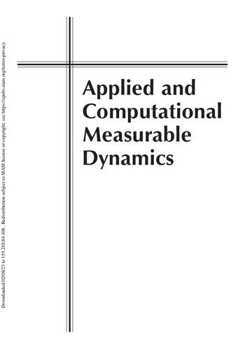 Applied And Computational Measurable Dynamics 1st Edition Erik M Bollt