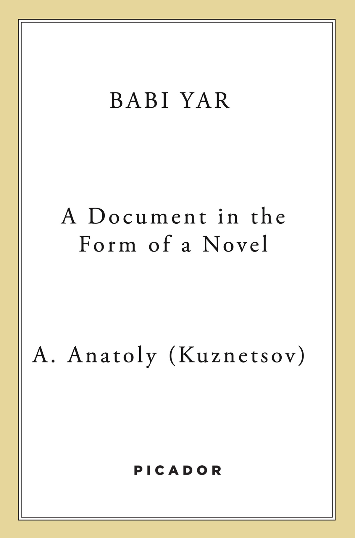 Babi Yar Anatoly Kuznetsov