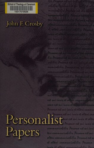 Personalist Papers 1st Edition John Crosby