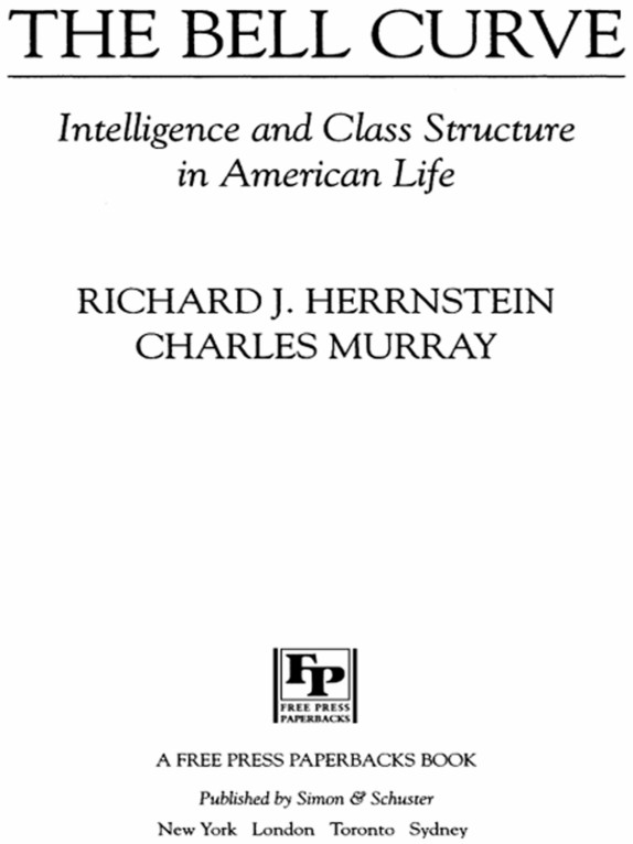 Bell Curve A Free Press Paperbacks Book Murray Charles Herrnstein
