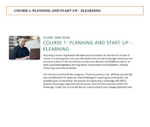 Broker Course 1 Planning And Startup Elearning Real Estate Council Of Ontario Reco