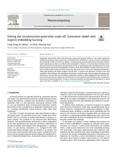 Solving The Reconstructiongeneration Tradeoff Generative Model With Implicit Embedding Learning Neurocomputing Cong Geng