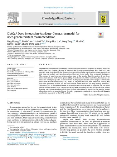 Diag A Deep Interactionattributegeneration Model For Usergenerated Item Recommendation Ling Huang