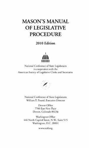 Masons Manual Of Legislative Procedure 2010th Edition National Conference Of State Legislatures