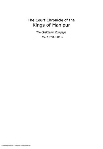 The Court Chronicle Of The Kings Of Manipur Volume 2 The Cheitharon Kumpapa Saroj Nalini Arambam Parratt