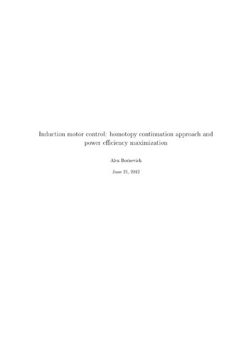 Induction Motor Control Homotopy Continuation Approach And Power Efficiency Maximization