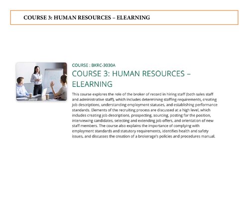 Broker Course 3 Human Resources Real Estate Council Of Ontario Reco