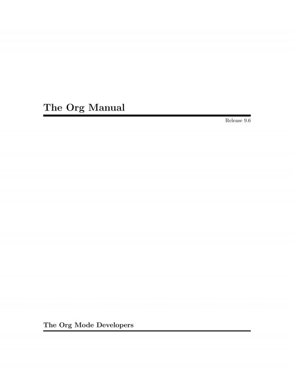 Emacs Orgmode Manual Org Mode