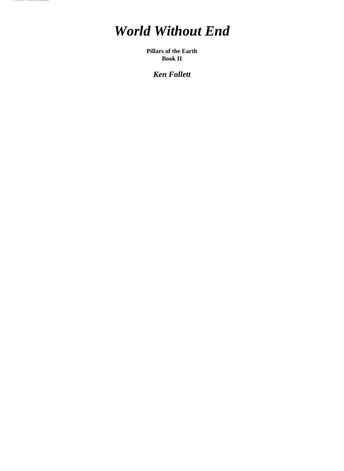 The Pillars Of The Earth Ken Follett