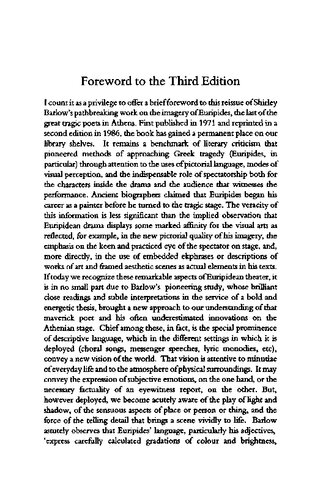Imagery Of Euripides A Study In The Dramatic Use Of Pictorial Language Shirley A Barlow