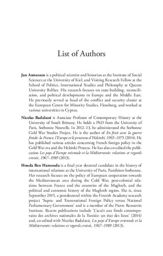 Dtente In Cold War Europe Politics And Diplomacy In The Mediterranean And The Middle East Elena Calandri Daniele Caviglia Antonio Varsori Editors