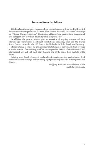 Climate Change Litigation A Handbook Wolfgang Kahl Marcphilippe Weller Editors