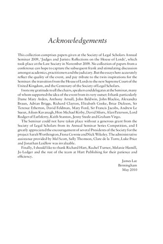 From House Of Lords To Supreme Court Judges Jurists And The Process Of Judging James Lee Editor