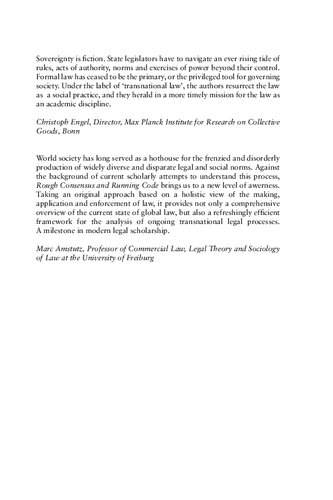 Rough Consensus And Running Code A Theory Of Transnational Private Law Gralfpeter Calliess Peer Zumbansen