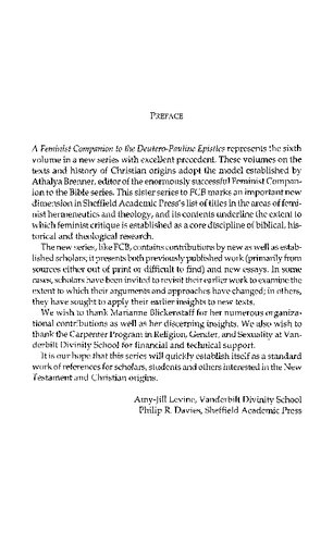 A Feminist Companion To The Deuteropauline Epistles Amyjill Levine Marianne Blickenstaff Editors