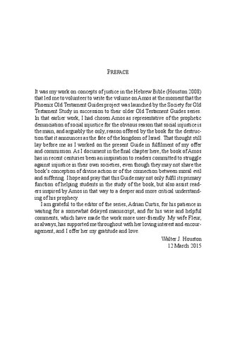 Amos An Introduction And Study Guide Justice And Violence Walter J Houston