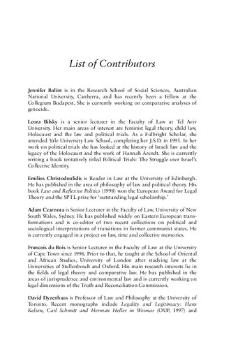 Lethes Law Justice Law And Ethics In Reconciliation Emilios Christodoulidis Scott Veitch Editors