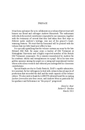 Leshon Limmudim Essays On The Language And Literature Of The Hebrew Bible In Honour Of A A Macintosh David A Baer Robert P Gordon Editors