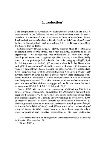 Alexander Of Aphrodisias Supplement To On The Soul Rw Sharples