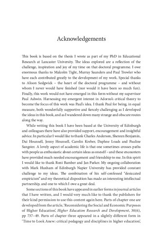 Rethinking Knowledge Within Higher Education Adorno And Social Justice Jan Mcarthur