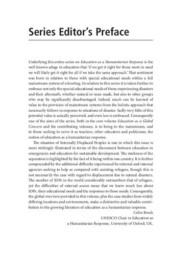 Education And Internally Displaced Persons Education As Humanitarian Response Christine Smith Ellison Alan Smith Editors