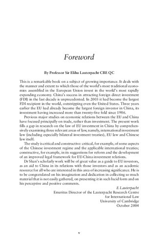 The Legal Framework Of Euchina Investment Relations A Critical Appraisal Wenhua Shan