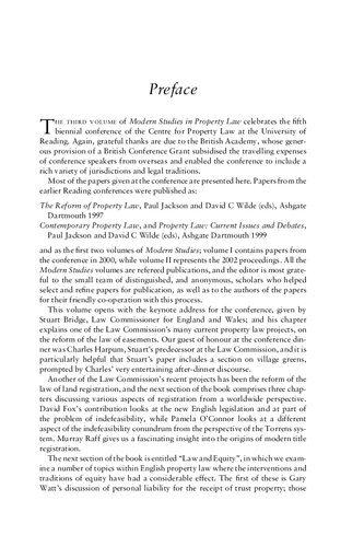 Modern Studies In Property Law Volume Iii Elizabeth Cooke Editor